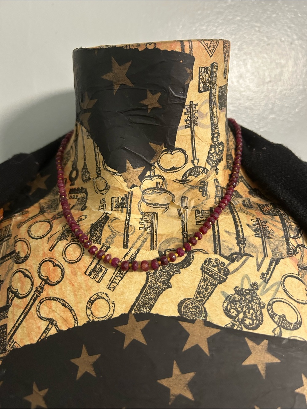 Hand Crafted Ruby & 24k Gold Beaded Necklace - Women Jewelry